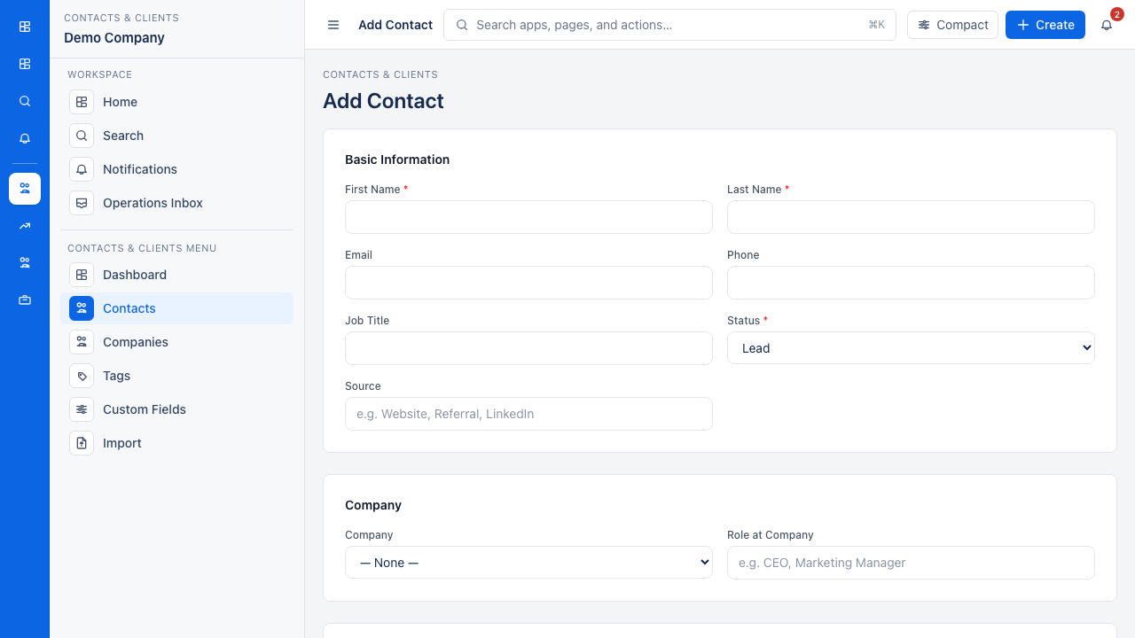 Click Create Contact